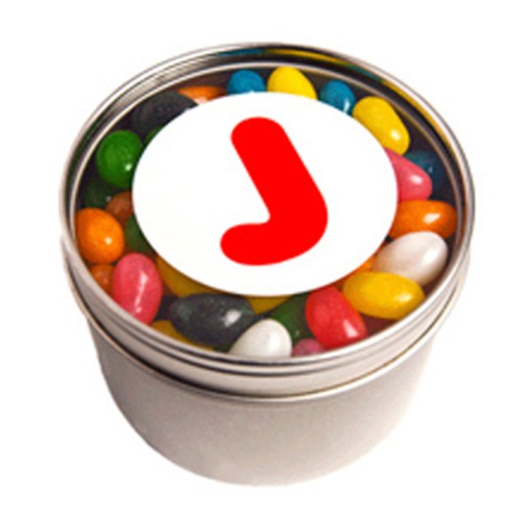 Jelly Beans Round Acrylic Window Tin