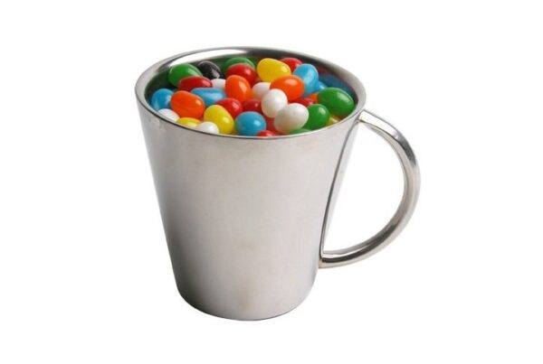 Branded Jelly Beans in Silver Mug