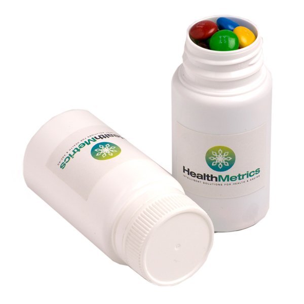 M&Ms in Pill Bottle