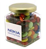 Chocolate Beans in Twist Lid Glass Jar