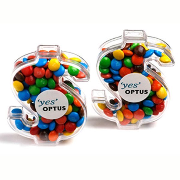 M&Ms in Dollar Sign Container