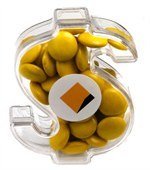 Chocolate Beans in Dollar Sign Container