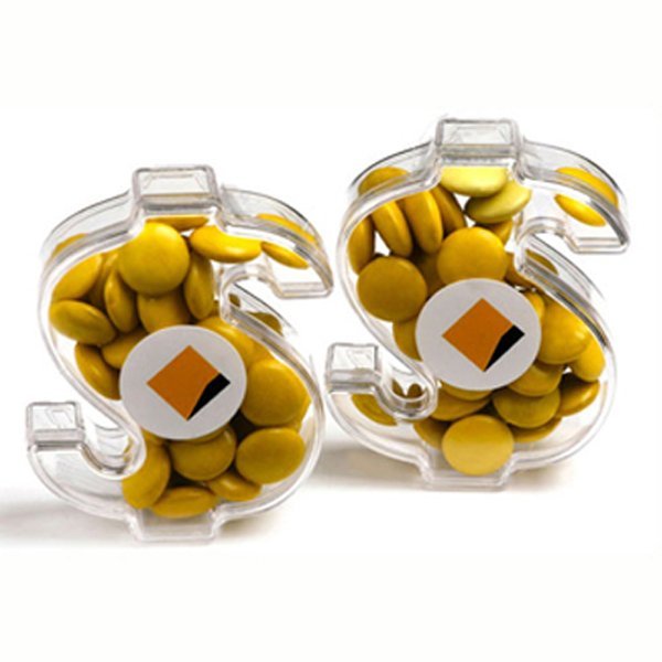 Chocolate Beans in Dollar Sign Container