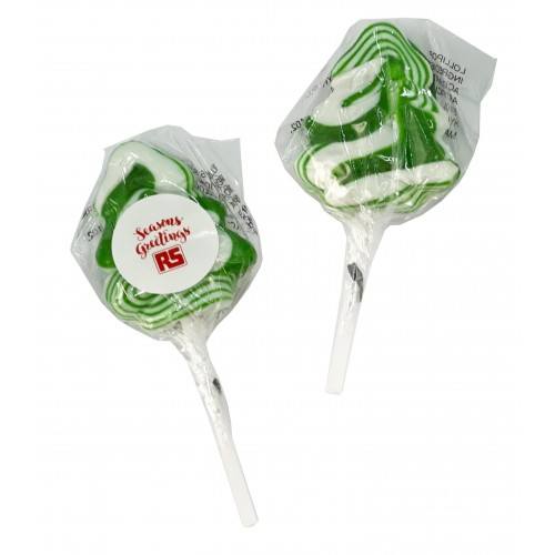 Christmas Tree Lollipops - Green & White Swirl