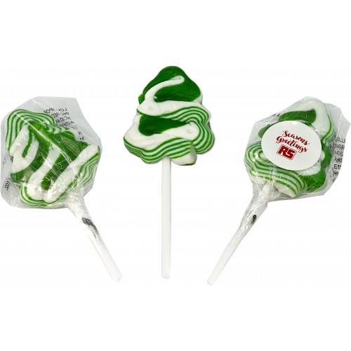 Christmas Tree Lollipops - Green & White Swirl