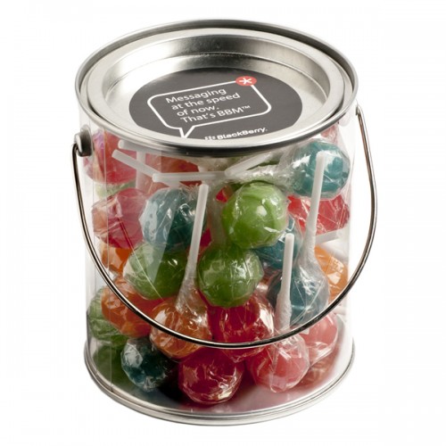 The personalised Chupa Chups Big Bucket has so many lollies inside that your customers will love you more.