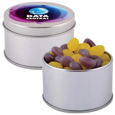 Branded Corporate Colour Mini Jelly Beans Silver Round Tin