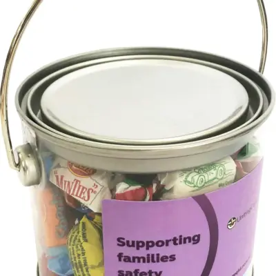 Custom Medium PVC Bucket with Allen’s Wrapped Lollies 250g