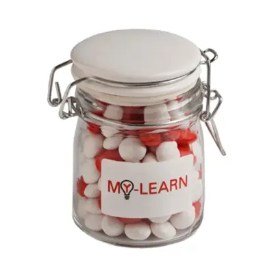 Custom Glass Clip Lock Jar with Chewy Fruit 160g