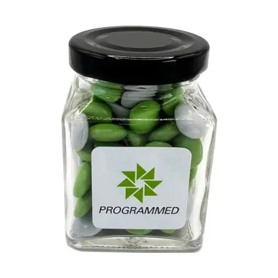 Branded Small Glass Jar with Choc Beans 100g