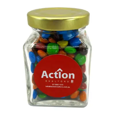 Promotional Small Glass Jar with Mini M&Ms 100g