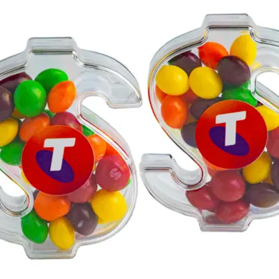 Branded Acrylic Dollar with Skittles 40g