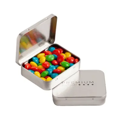 Branded Rectangle Hinge Tin with Chewy Fruits 65g