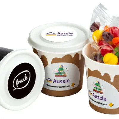 Custom Coffee Cup With Skittles 50g – WRAP AROUND sticker