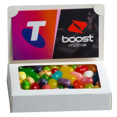 Promotional Bizcard Box with JELLY BELLY Jelly Beans 50g – No Sticker on front of box