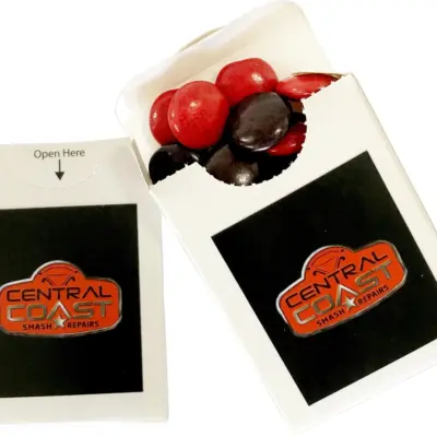 Branded Flip Lid Cardboard Box with Choc Beans 25g