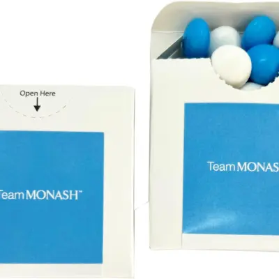 Promotional Flip Lid Cardboard Box with Choc Beans 50g