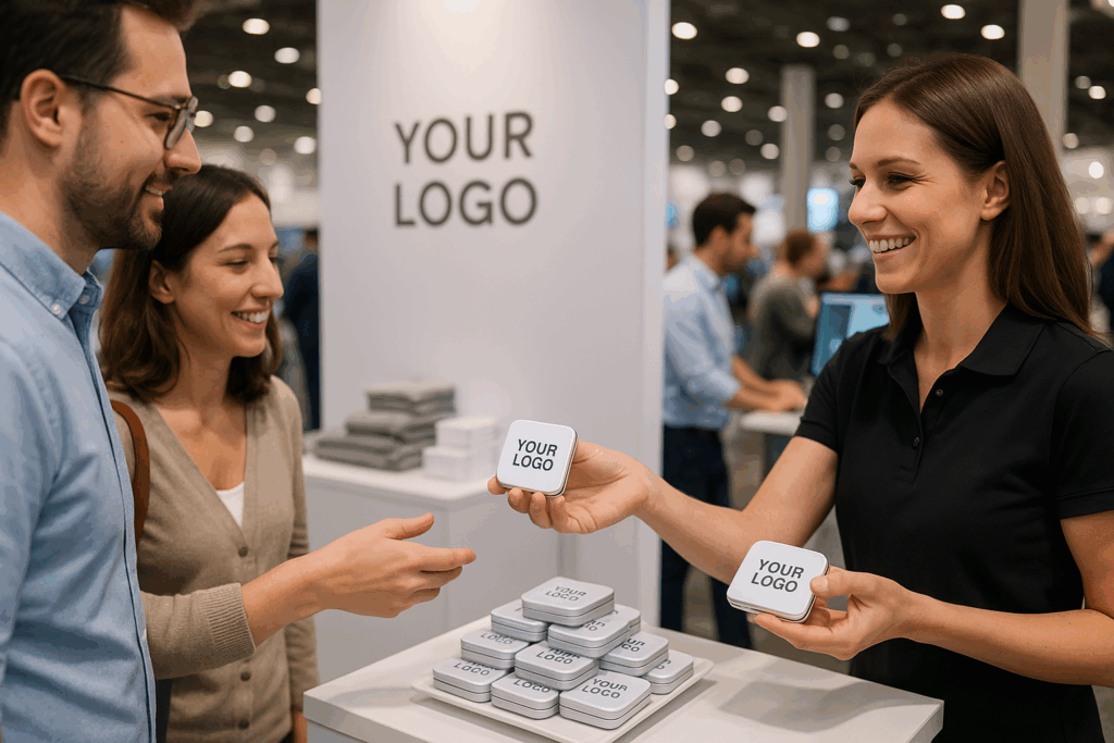 handing out mint tins 