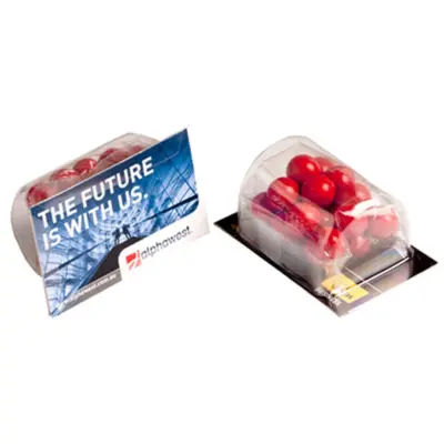 Branded Biz Card Treats with Orange Choc Drops