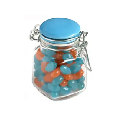 Promotional Glass Clip Lock Jar with Mini Jelly Beans 80g