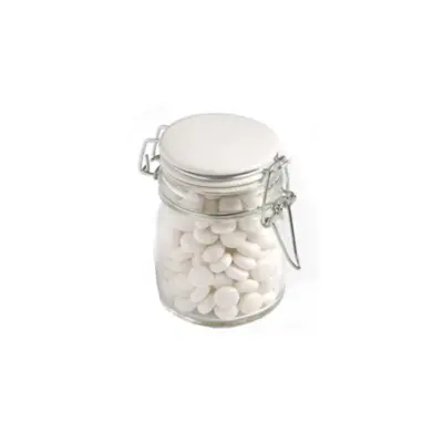 Promotional Glass Clip Lock Jar with Chewy Mints 160g