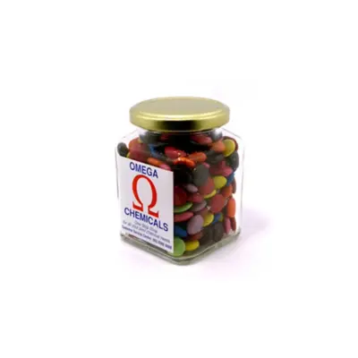Custom Square Glass Jar with Choc Beans 170g