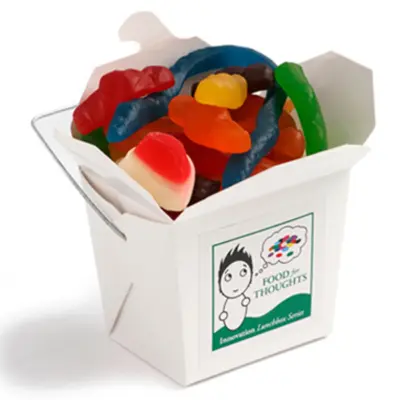 Custom White Cardboard Noodle Box with Mixed Lollies 100g