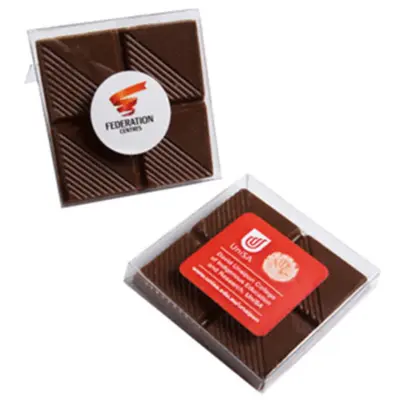 Custom Chocolate Square in PVC Stand Up Box 15g