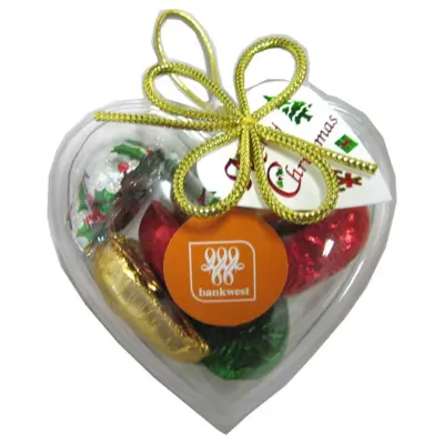 Promotional Acrylic Heart filled with Christmas Chocolates 65g