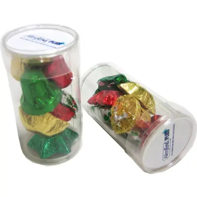 Custom PET Tube filled with CHRISTMAS Chocolates 55g