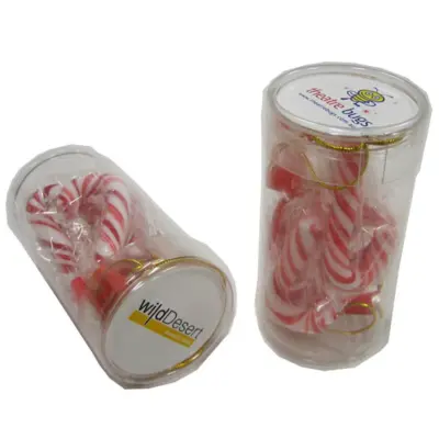 Branded PET Tube filled with Candy Canes x6