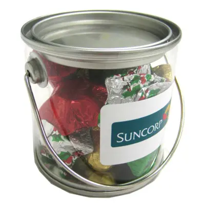 Branded Small PVC Bucket with Christmas Chocolates 100g