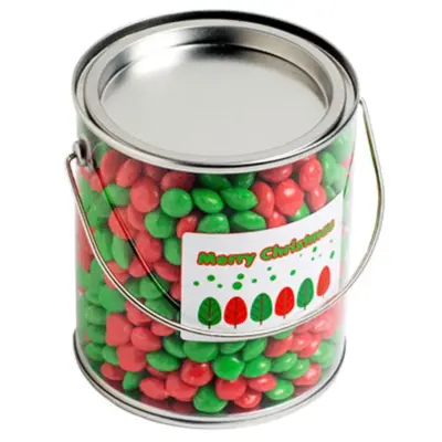 Promotional Big PVC Bucket with Christmas CHEWY Fruits 850G