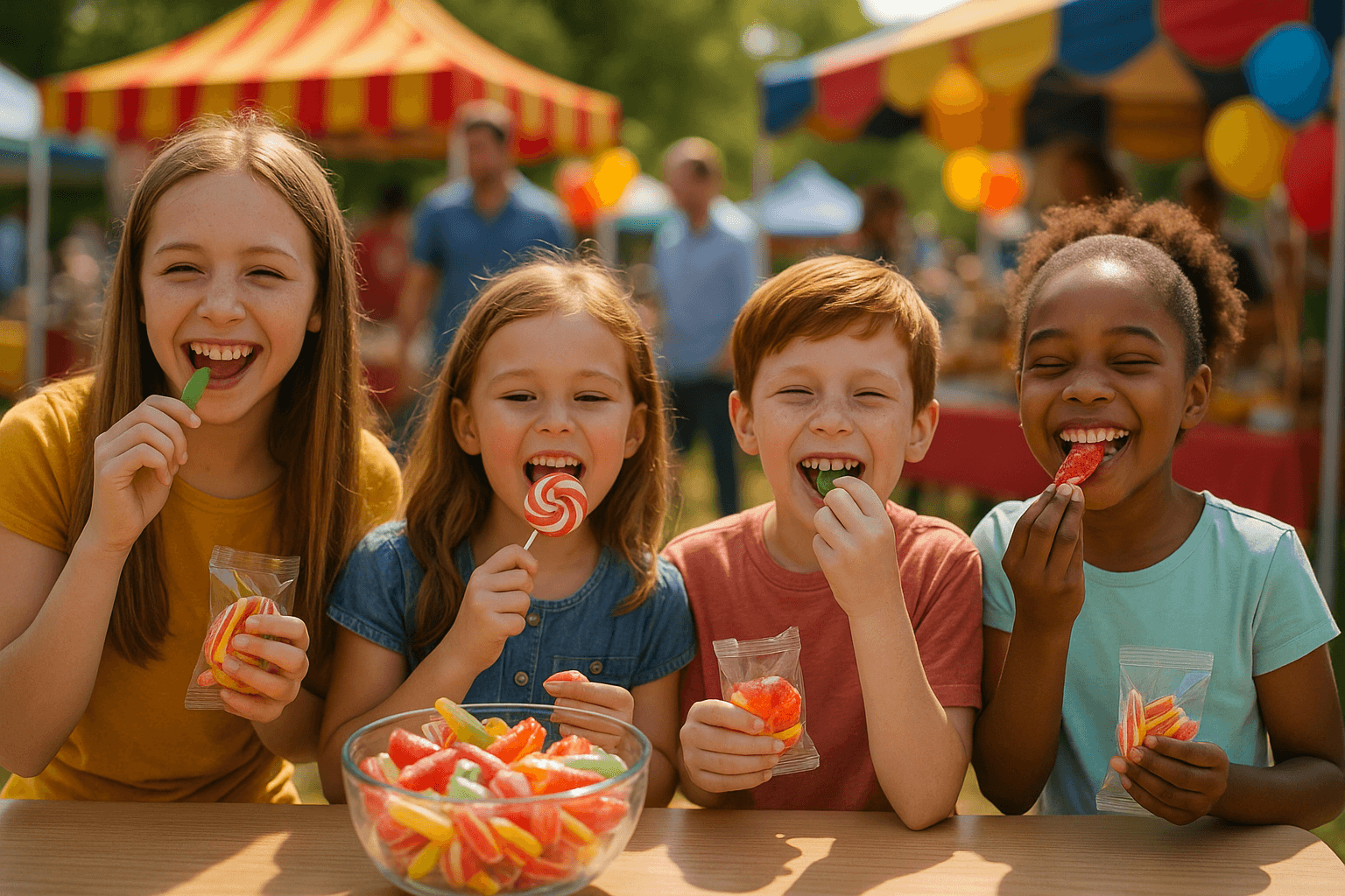 kids enjoying lollies